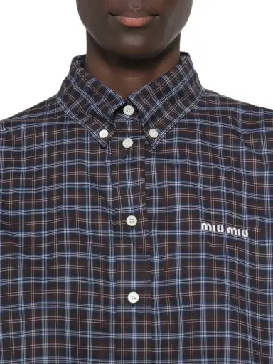 Miu Miu Cotton Plaid Shirt | Thumbnail 5 Miu Miu Cotton Plaid Shirt | Thumbnail 5
