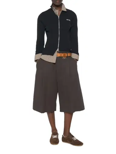 Miu Miu Cotton Zip-Up Cardigan | Thumbnail 2 Miu Miu Cotton Zip-Up Cardigan | Thumbnail 2