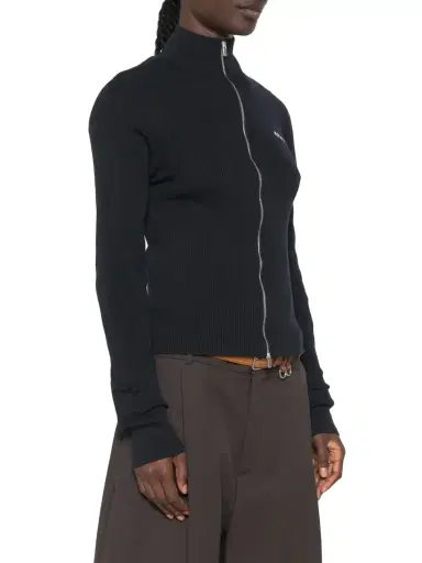 Miu Miu Cotton Zip-Up Cardigan | Thumbnail 3 Miu Miu Cotton Zip-Up Cardigan | Thumbnail 3