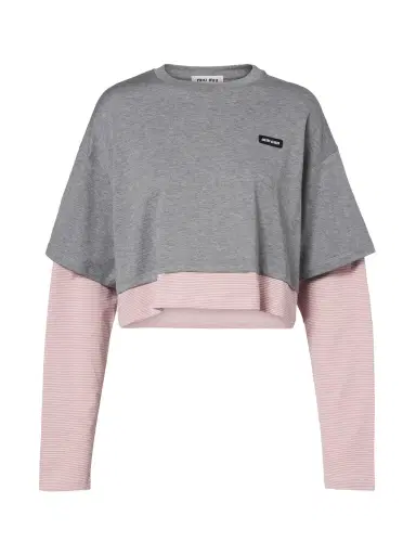 Miu Miu Layered Cotton Jersey T-Shirt | Thumbnail 1 Miu Miu Layered Cotton Jersey T-Shirt | Thumbnail 1