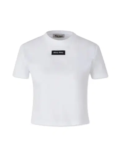 Miu Miu Logo Cotton Jersey T-Shirt | Thumbnail 1 Miu Miu Logo Cotton Jersey T-Shirt | Thumbnail 1
