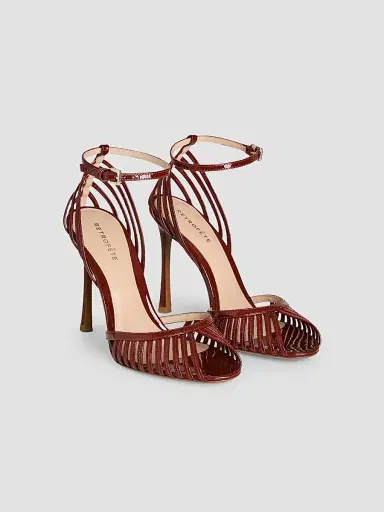 Retrofête Women's Analu Python-Embossed Leather Heel Sandals - Cigar | Thumbnail 2 Retrofête Women's Analu Python-Embossed Leather Heel Sandals - Cigar | Thumbnail 2