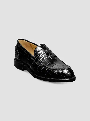 Allen Edmonds Men's Miller Croc-Embossed Leather Penny Loafers - Black Croc | Thumbnail 2 Allen Edmonds Men's Miller Croc-Embossed Leather Penny Loafers - Black Croc | Thumbnail 2