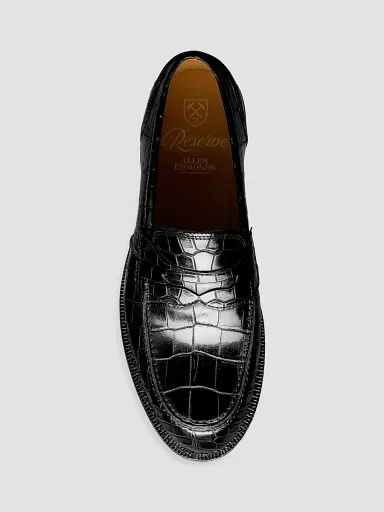 Allen Edmonds Men's Miller Croc-Embossed Leather Penny Loafers - Black Croc | Thumbnail 3 Allen Edmonds Men's Miller Croc-Embossed Leather Penny Loafers - Black Croc | Thumbnail 3