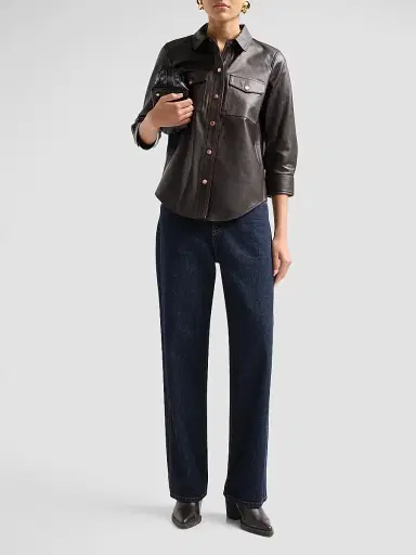 L'Agence Women's Avina Leather Blouse | Thumbnail 2 L'Agence Women's Avina Leather Blouse | Thumbnail 2