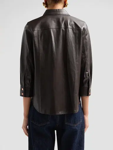 L'Agence Women's Avina Leather Blouse | Thumbnail 3 L'Agence Women's Avina Leather Blouse | Thumbnail 3
