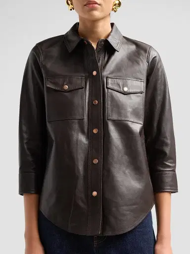 L'Agence Women's Avina Leather Blouse | Thumbnail 5 L'Agence Women's Avina Leather Blouse | Thumbnail 5