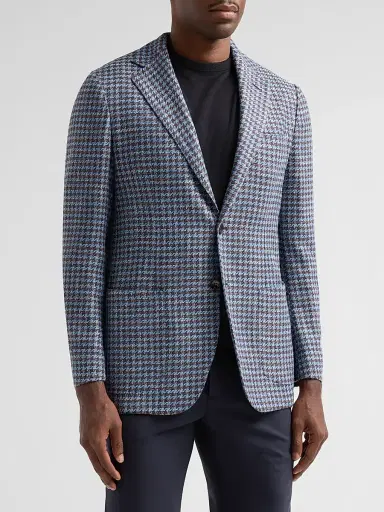 Sartorio Napoli Men's Houndstooth Wool-Blend Sport Coat - Blue | Thumbnail 4 Sartorio Napoli Men's Houndstooth Wool-Blend Sport Coat - Blue | Thumbnail 4