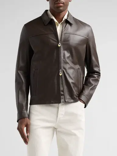 Sartorio Napoli Men's Leather Zip-Front Jacket - Brown | Thumbnail 4 Sartorio Napoli Men's Leather Zip-Front Jacket - Brown | Thumbnail 4