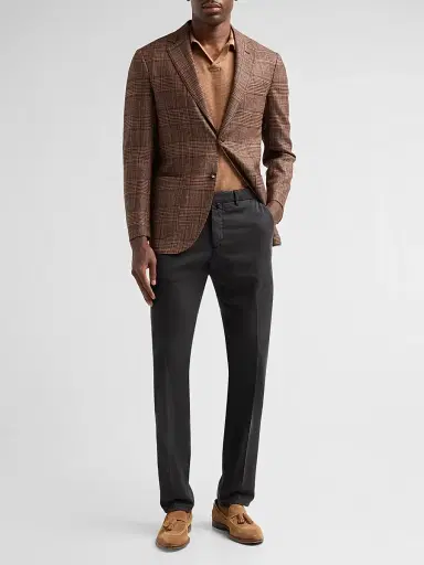 Sartorio Napoli Men's Solid Crease-Front Trousers - Black | Thumbnail 2 Sartorio Napoli Men's Solid Crease-Front Trousers - Black | Thumbnail 2