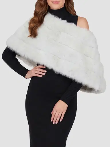 Gorski Women's Reversible Merinillo Lamb Cape - White | Thumbnail 3 Gorski Women's Reversible Merinillo Lamb Cape - White | Thumbnail 3