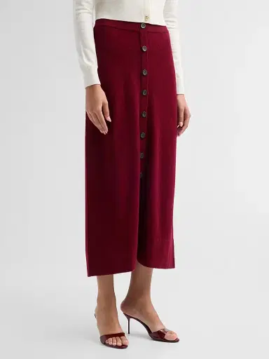 Altuzarra Women's Callahan Cashmere Button-Front Midi Skirt - Grenache - Size XL | Thumbnail 4 Altuzarra Women's Callahan Cashmere Button-Front Midi Skirt - Grenache - Size XL | Thumbnail 4