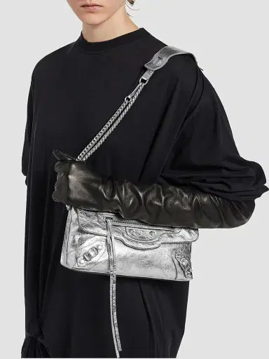 Balenciaga Women's Le City Clutch with Chain - Silver | Thumbnail 3 Balenciaga Women's Le City Clutch with Chain - Silver | Thumbnail 3