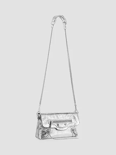Balenciaga Women's Le City Clutch with Chain - Silver | Thumbnail 4 Balenciaga Women's Le City Clutch with Chain - Silver | Thumbnail 4