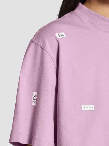 Balenciaga Women's Stickers Cropped T-Shirt - Old Pink White | Thumbnail 6 Balenciaga Women's Stickers Cropped T-Shirt - Old Pink White | Thumbnail 6