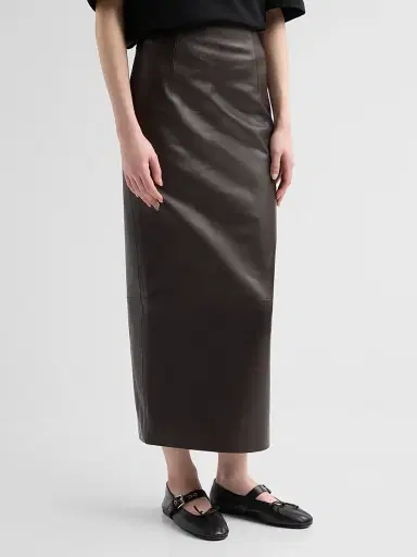 Loulou de Saison Women's Inga Leather Maxi Skirt - Coffee | Thumbnail 4 Loulou de Saison Women's Inga Leather Maxi Skirt - Coffee | Thumbnail 4
