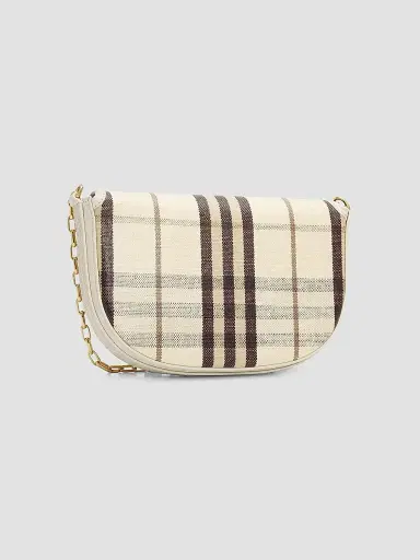 Burberry Women's Highlands Check Chain-Strap Crossbody Bag - Light Beige | Thumbnail 3 Burberry Women's Highlands Check Chain-Strap Crossbody Bag - Light Beige | Thumbnail 3