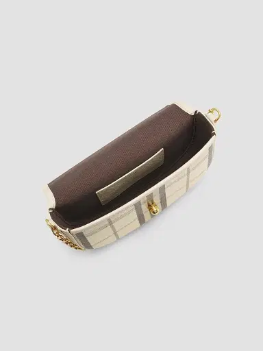 Burberry Women's Highlands Check Chain-Strap Crossbody Bag - Light Beige | Thumbnail 4 Burberry Women's Highlands Check Chain-Strap Crossbody Bag - Light Beige | Thumbnail 4