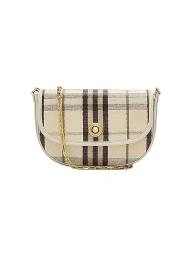 Burberry Women's Highlands Check Chain-Strap Crossbody Bag - Light Beige | Thumbnail 1 Burberry Women's Highlands Check Chain-Strap Crossbody Bag - Light Beige | Thumbnail 1
