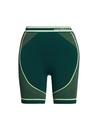 Casablanca Women's Logo-Print Seamless Cycling Shorts - Green | Thumbnail 1 Casablanca Women's Logo-Print Seamless Cycling Shorts - Green | Thumbnail 1