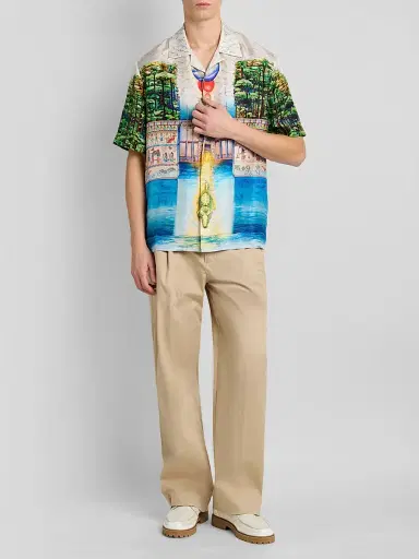 Casablanca Men's Trompe L'Oeil Camp Shirt - Size XXXL | Thumbnail 2 Casablanca Men's Trompe L'Oeil Camp Shirt - Size XXXL | Thumbnail 2
