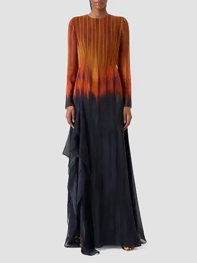 Akris Women's Silk Ombré Asymmetric A-Line Maxi Dress | Thumbnail 2 Akris Women's Silk Ombré Asymmetric A-Line Maxi Dress | Thumbnail 2