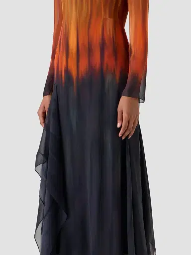 Akris Women's Silk Ombré Asymmetric A-Line Maxi Dress | Thumbnail 4 Akris Women's Silk Ombré Asymmetric A-Line Maxi Dress | Thumbnail 4