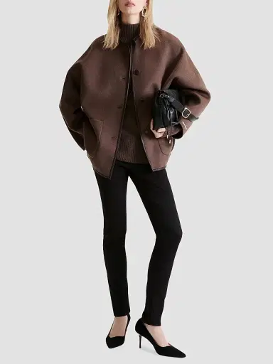 Marella Women's Double Sided Wool Cape - Brown | Thumbnail 2 Marella Women's Double Sided Wool Cape - Brown | Thumbnail 2