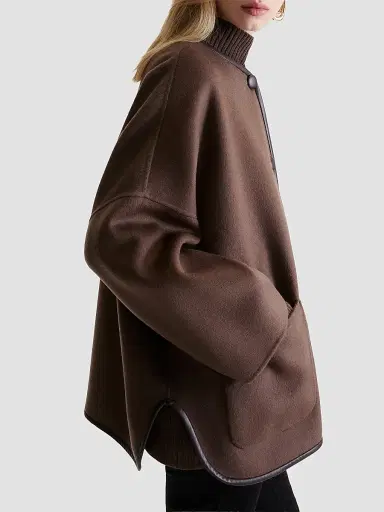 Marella Women's Double Sided Wool Cape - Brown | Thumbnail 4 Marella Women's Double Sided Wool Cape - Brown | Thumbnail 4