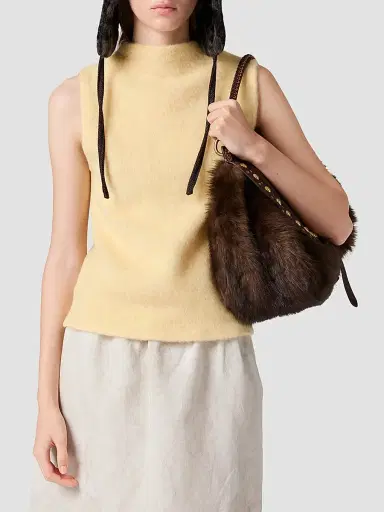 Miu Miu Women's Wool Vest - Yellow | Thumbnail 2 Miu Miu Women's Wool Vest - Yellow | Thumbnail 2