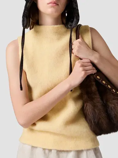 Miu Miu Women's Wool Vest - Yellow | Thumbnail 4 Miu Miu Women's Wool Vest - Yellow | Thumbnail 4