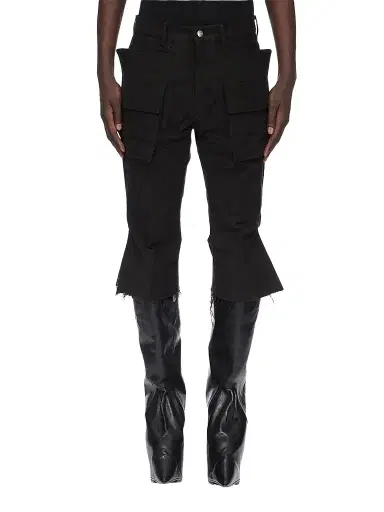 Rick Owens Men's Bolan Cropped Cargo Pants - Black | Thumbnail 1 Rick Owens Men's Bolan Cropped Cargo Pants - Black | Thumbnail 1
