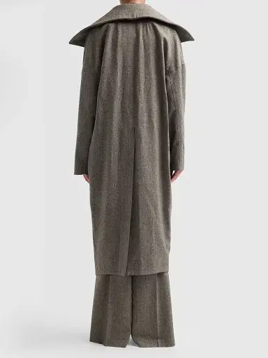 Rick Owens Women's Dracucollar Belted Wool Coat - Grey Melange | Thumbnail 3 Rick Owens Women's Dracucollar Belted Wool Coat - Grey Melange | Thumbnail 3