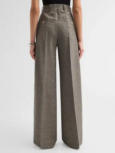 Rick Owens Women's Wide-Leg Tailored Wool Pants - Grey Melange | Thumbnail 3 Rick Owens Women's Wide-Leg Tailored Wool Pants - Grey Melange | Thumbnail 3