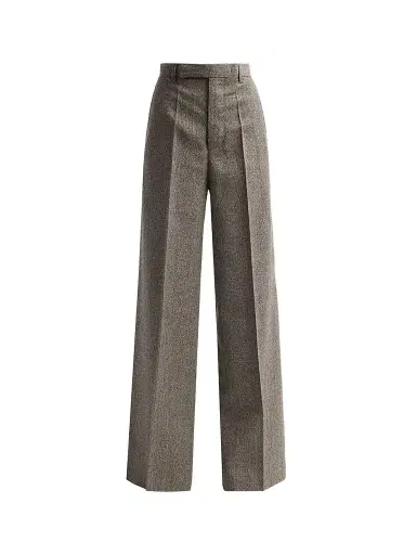 Rick Owens Women's Wide-Leg Tailored Wool Pants - Grey Melange | Thumbnail 1 Rick Owens Women's Wide-Leg Tailored Wool Pants - Grey Melange | Thumbnail 1