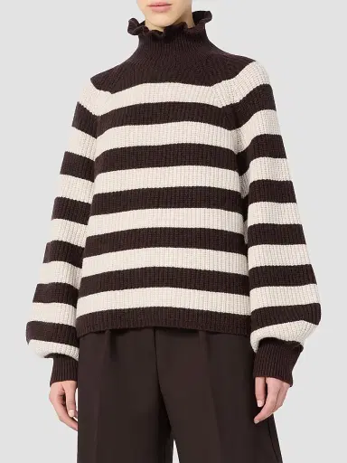 Max Mara Women's Relaxed Cut Wool and Cashmere Sweater - Dark Brown | Thumbnail 3 Max Mara Women's Relaxed Cut Wool and Cashmere Sweater - Dark Brown | Thumbnail 3