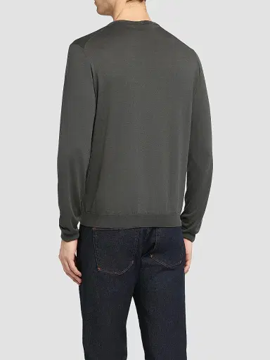 Giorgio Armani Men's Silk-Cotton Crewneck Sweater - Black Beauty - Size 46 | Thumbnail 3 Giorgio Armani Men's Silk-Cotton Crewneck Sweater - Black Beauty - Size 46 | Thumbnail 3