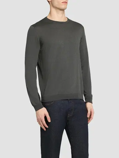 Giorgio Armani Men's Silk-Cotton Crewneck Sweater - Black Beauty - Size 46 | Thumbnail 4 Giorgio Armani Men's Silk-Cotton Crewneck Sweater - Black Beauty - Size 46 | Thumbnail 4