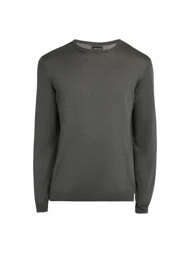 Giorgio Armani Men's Silk-Cotton Crewneck Sweater - Black Beauty - Size 46 | Thumbnail 1 Giorgio Armani Men's Silk-Cotton Crewneck Sweater - Black Beauty - Size 46 | Thumbnail 1