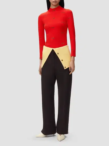 LOEWE Women's Removable-Flap-Waist Wool-Blend Trousers - Black | Thumbnail 2 LOEWE Women's Removable-Flap-Waist Wool-Blend Trousers - Black | Thumbnail 2