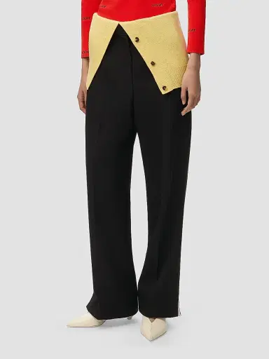 LOEWE Women's Removable-Flap-Waist Wool-Blend Trousers - Black | Thumbnail 4 LOEWE Women's Removable-Flap-Waist Wool-Blend Trousers - Black | Thumbnail 4