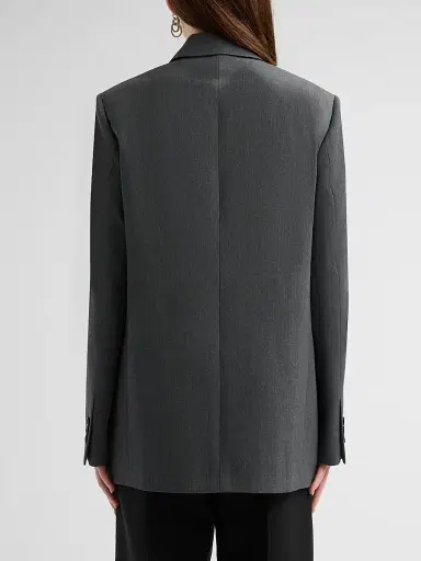 LOEWE Women's Wool Double-Breasted Blazer - Charcoal Melange | Thumbnail 3 LOEWE Women's Wool Double-Breasted Blazer - Charcoal Melange | Thumbnail 3