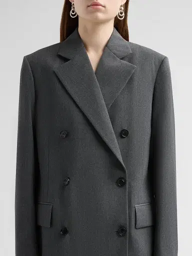 LOEWE Women's Wool Double-Breasted Blazer - Charcoal Melange | Thumbnail 5 LOEWE Women's Wool Double-Breasted Blazer - Charcoal Melange | Thumbnail 5