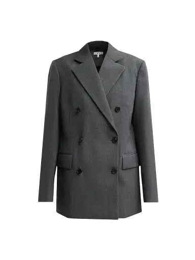 LOEWE Women's Wool Double-Breasted Blazer - Charcoal Melange | Thumbnail 1 LOEWE Women's Wool Double-Breasted Blazer - Charcoal Melange | Thumbnail 1