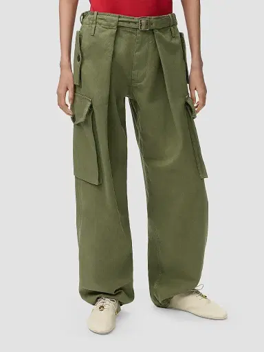 LOEWE Women's Cotton Cargo Trousers - Khaki Green | Thumbnail 4 LOEWE Women's Cotton Cargo Trousers - Khaki Green | Thumbnail 4
