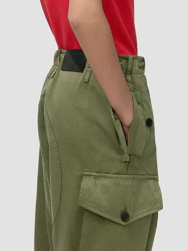 LOEWE Women's Cotton Cargo Trousers - Khaki Green | Thumbnail 5 LOEWE Women's Cotton Cargo Trousers - Khaki Green | Thumbnail 5