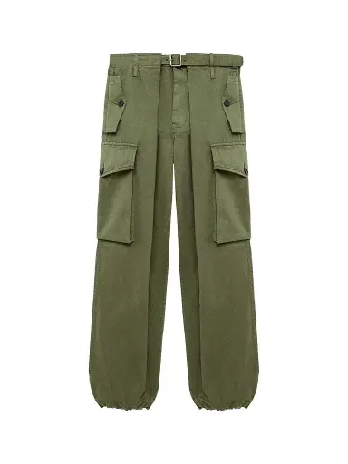 LOEWE Women's Cotton Cargo Trousers - Khaki Green | Thumbnail 1 LOEWE Women's Cotton Cargo Trousers - Khaki Green | Thumbnail 1