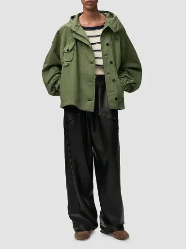 LOEWE Women's Utility Cotton Short Parka - Khaki Green | Thumbnail 2 LOEWE Women's Utility Cotton Short Parka - Khaki Green | Thumbnail 2