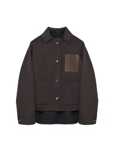 LOEWE Women's Collared Wool-Cashmere Workwear Jacket - Brown Grey | Thumbnail 1 LOEWE Women's Collared Wool-Cashmere Workwear Jacket - Brown Grey | Thumbnail 1