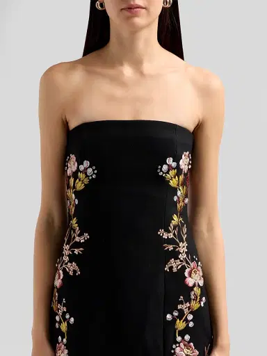 Cinq à Sept Women's Niles Loveletter Floral Embroidered Strapless Midi Dress - Black Multi | Thumbnail 5 Cinq à Sept Women's Niles Loveletter Floral Embroidered Strapless Midi Dress - Black Multi | Thumbnail 5